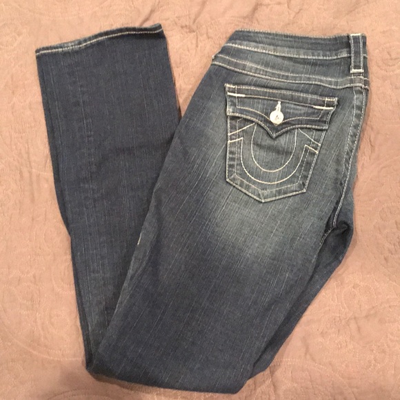 Size 29 deep blue distressed true religion jean - Picture 2 of 8